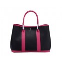 Hermes Garden Party 36cm Tote Bag Grainy Leather Black&Rose PY1364Ac56