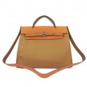 Hermes HerBag 33CM Togo Leather Bag Brown&Orange PY1928im52