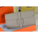 Hermes Jige Clutch Bag Calfskin Leather Grey PY1519sY95