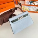 Hermes Kelly 19cm Shoulder Bags Epsom Leather KL19 Silver hardware light blue&green PY213QN24