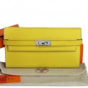 Hermes Kelly Original Saffiano Leather Bi-Fold Wallet A708 Lemon PY2219ju23