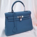 Hermes Kelly Shoulder Bag Original TOGO Leather KY3255 blue PY321nV16