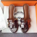 Hermes Leather Slipper HO742 Silver PY3379fz60