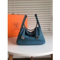 Hermes Lindy Original Togo Leather Bag 5086 Dark Blue PY790rN91