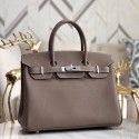 Hermes original Epsom Leather HB35O grey&silver Metal PY567mF22