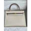 Hermes Original Epsom Leather KEL2578 cream&grey PY341Ac56