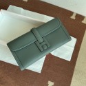 Hermes Original jige swift Leather Clutch 37088 Almond green PY254AM45