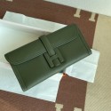 Hermes Original jige swift Leather Clutch 37088 blackish green PY262Lo54