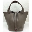 Hermes Picotin Lock 22cm Bags Litchi Leather HPL1048 Grey PY1206Oe12