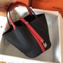 Hermes Picotin Lock PM Bags Original Leather H8688 black&red PY669JD28