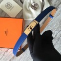 High Imitation Hermes original epsom leather Kelly belt H069854 blue gold plated metal PY3526ng31