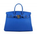 Imitation Best Hermes Birkin 35CM Tote Bags Blue Grainy Leather H-35 Gold PY1424NP24