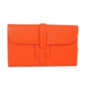 Imitation Cheap Hermes Jige Clutch Bag Calfskin Leather HQ864 Orange PY1443GU35