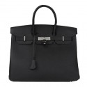 Imitation Hermes Birkin 35CM Tote Bag Black Original Leather H35 Silver PY1701Mq48