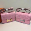 Imitation Hermes Constance Bag Croco Leather H9978C Pink PY877mr39