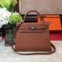 Imitation Hermes Kelly 32cm Shoulder Bag Wheat TOGO Leather KY32 Silver PY880uq94