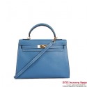 Imitation Hermes Kelly 32cm Top Handle Bag Blue Togo Leather Gold PY1908SU87