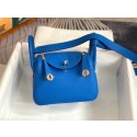 Imitation Hermes mini Lindy Original Togo Leather Bag OLD19 Electric blue PY417SU34