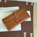 Imitation Hermes Original jige swift Leather Clutch 37088 brown PY249JC57