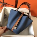 Imitation High Quality Hermes Picotin Lock PM Bags Original Leather H8688 blue&brown PY664Bo39