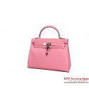 Imitation Top Hermes Kelly 32cm Top Handle Bag Pink Togo Leather Silver PY1911tr16