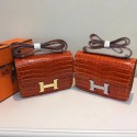 Knockoff Hermes Constance Bag Croco Leather H9978C Orange PY878kD96