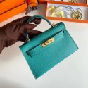 Knockoff Hermes Kelly 19cm Shoulder Bags Epsom Leather KL19 Gold hardware Lake blue PY205Ez66