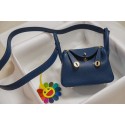 Knockoff Hermes mini Lindy Togo Leather Bag LD19 blue&gold-Tone Metal PY546Ez66