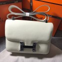 Knockoff High Quality Hermes Constance Bag Calfskin Leather H9999 White Silver PY688BF80