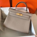 Knockoff High Quality Hermes original Togo leather kelly bag KL320 grey PY707FA65