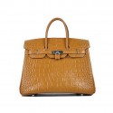 Newest 2012 Hermes Birkin 35CM Light Coffee Croco Leather Tote Bag Silver PY1920mD58