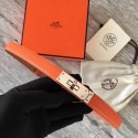 Replica AAA Hermes original epsom leather Kelly belt H069854 orange silver plated metal PY3519GF79