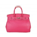 Replica Best Quality Hermes Birkin 35CM Tote Bag Rose Original Grainy Leather H35 Silver PY1680cE98