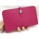 Replica Designer Hermes Dogon Combined Wallet Litchi Leather A508 Rose PY2102sk97