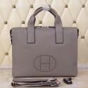 Replica Hermes Briefcase Original Grainy Leather H8813T Grey PY1291Os19