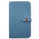 Replica Hermes Compact Passport Holder Original Leather Wallet Blue PY2167it96