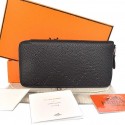 Replica Hermes Evelyn Long Wallet Zip Purse A808 Black PY2307Kg43