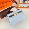 Replica Hermes Kelly 19cm Shoulder Bags Epsom Leather KL19 Gold hardware light blue&green PY212eq83