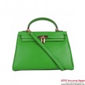 Replica Hermes Kelly 32cm Shoulder Bags Green Clemence Leather Gold PY1885SV68