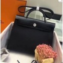 Replica Hermes mini Herbag Original Canvas Leather & Calfskin 45988 Black PY423XB19