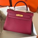 Replica Hermes original Togo leather kelly bag KL320 fuchsia PY698bO12