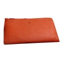 Replica Hermes Zipper Wallet Grainy Leather HA309 Orange PY2165Fi42