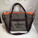 Replica Top Hermes Canvas Shopping Bag H0734 Khaki PY733di41