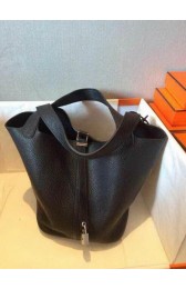 AAAAA Copy Hermes Picotin Lock 22cm Bags Litchi Leather HPT22 Black PY1232xz13