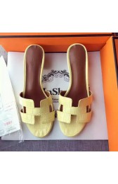 Cheap Hermes Leather Slipper HO742 Yellow PY3384Kn56