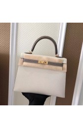 Cheap Hermes Original Epsom Leather KEL2578 white&grey PY361ZZ98