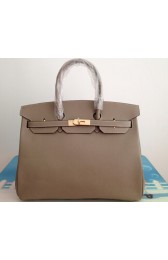 Copy Hermes Birkin 35CM Tote Bag Gray Clemence Leather H6089 Gold PY1399Sz74