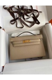 Copy Hermes Original Epsom Leather KEL2278 grey&gold-Tone Metal PY376Sz74