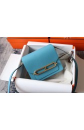 Copy Hermes Roulis 19cm Evercolor 9D H9003 sky blue&Gold PY137fh25