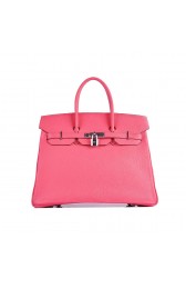 Designer Fake Hermes Birkin 35CM Tote Bag Pink Grainy Leather H6089 Silver PY1764MO79